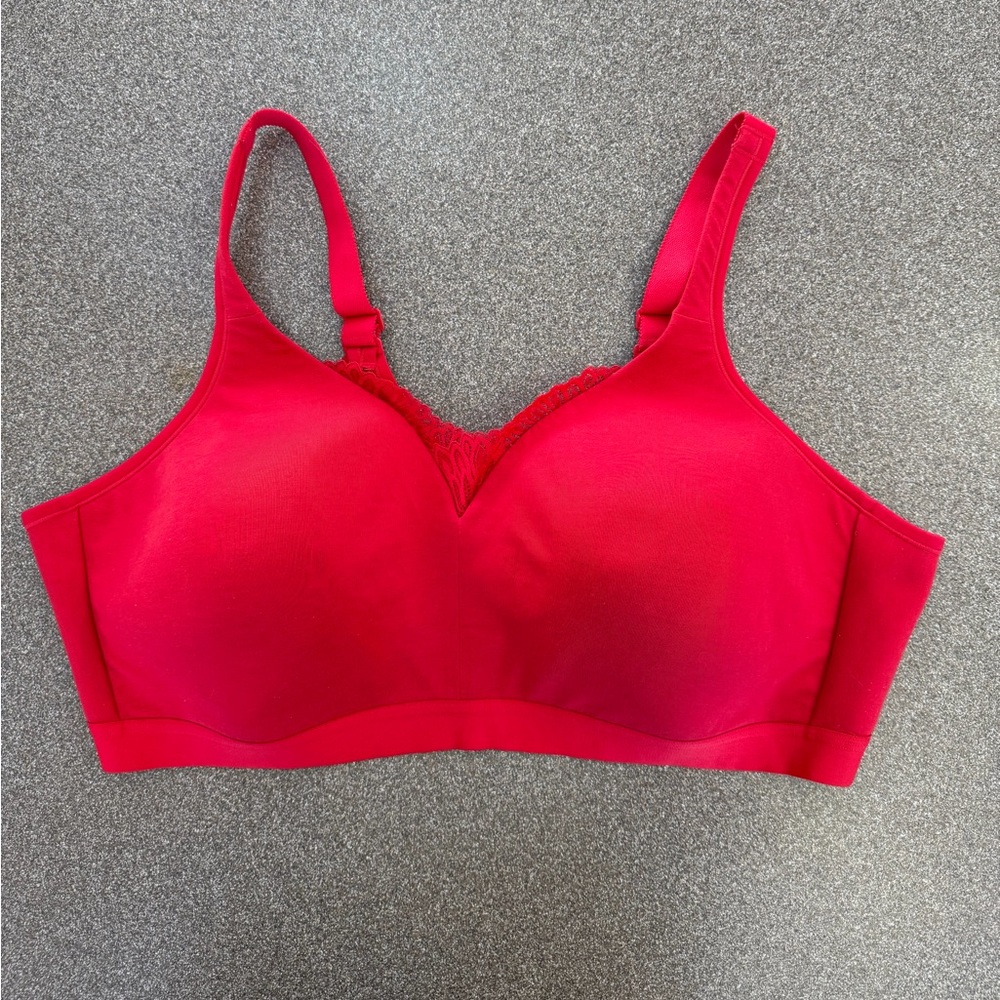 Cacique Intimates Full Coverage Bra
Cotton Lightly Lined No-Wire With Lace Red